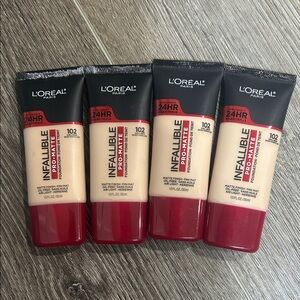 NEW 4X L'Oreal Infallible Pro-Matte Foundation #102 shell beige